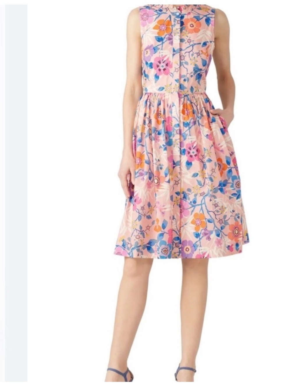 J. Crew Pink Floral Sleeveless Midi Dress